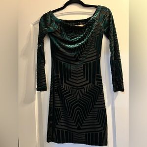 BCBG MaxAzria Green & Black Suede Dress